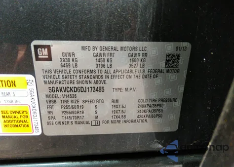 2013 Buick Enclave Leather z USA, uszkodzony, nr VIN 5GAKVCKD6DJ173485